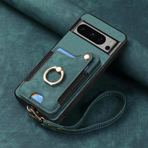 حافظة هاتف Google Pixel 9 / Pixel 9 Pro، حامل بطاقات، حافظة قابلة للطي من جلد البولي يوريثان، حامل حلقي لمنع تحديد الهوية بموجات الراديو، مسند معصم، غطاء حماية مغناطيسي للرجال لهاتف Pixel 9 / Pixel 9 Pro أسود in Kuwait