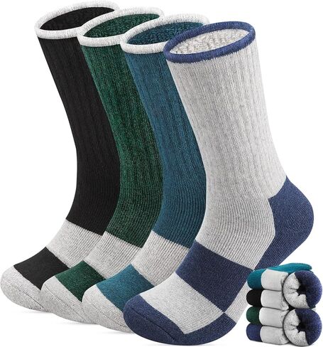 Yeblues 4 Pairs Merino Wool Socks Mens - Thick Thermal Winter Heavyweight Boot Socks Super Soft Warm Hiking Socks in Saudi Arabia