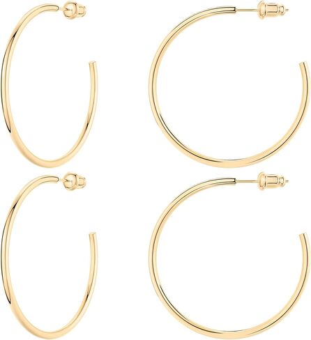 حلقات مفتوحة مكتنزة خفيفة الوزن مطلية بالذهب عيار 14 قيراط من كلارو كليفو | أقراط هوب ذهبية للنساء in Kuwait