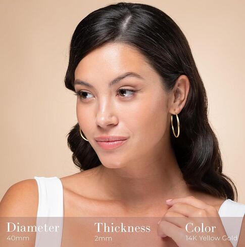 حلقات مفتوحة مكتنزة خفيفة الوزن مطلية بالذهب عيار 14 قيراط من كلارو كليفو | أقراط هوب ذهبية للنساء in Kuwait
