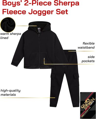 Toddler Boys' Sherpa Fleece Jogger Set - 2 Piece Basic Cozy Fully Sherpa Lined Hoodie and Sweatpants (Size: 2T-7) in Kuwait