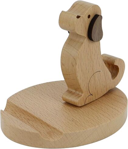 Koqye Wooden Cell Phone Holder, Wooden Smartphone Desk Holder with Anti-Slip Base for All Mobile Phones (Dog) in Saudi Arabia