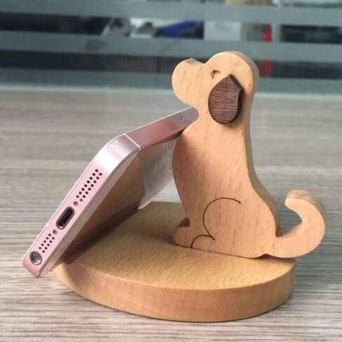 Koqye Wooden Cell Phone Holder, Wooden Smartphone Desk Holder with Anti-Slip Base for All Mobile Phones (Dog) in Saudi Arabia