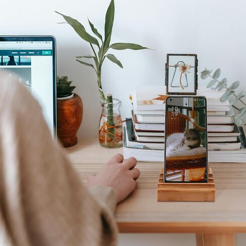 Koqye Wooden Cell Phone Holder, Wooden Smartphone Desk Holder with Anti-Slip Base for All Mobile Phones (Dog) in Saudi Arabia
