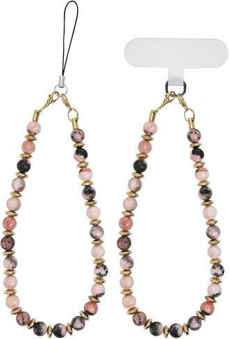 Phone Charm Lanyard, Detachable Marble Beaded Phone Wrist Strap with Tether Tab, Cell Phone Lanyard Chain Hands-Free Wristlet Bracelet Keychain Universal Strap for Phone AirPods Women Girls in Saudi Arabia