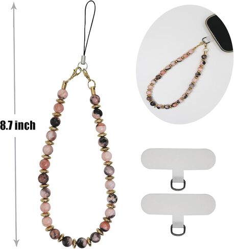 Phone Charm Lanyard, Detachable Marble Beaded Phone Wrist Strap with Tether Tab, Cell Phone Lanyard Chain Hands-Free Wristlet Bracelet Keychain Universal Strap for Phone AirPods Women Girls in Saudi Arabia