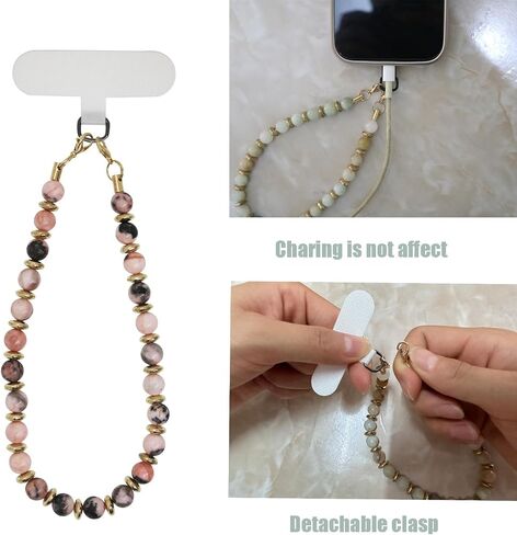 Phone Charm Lanyard, Detachable Marble Beaded Phone Wrist Strap with Tether Tab, Cell Phone Lanyard Chain Hands-Free Wristlet Bracelet Keychain Universal Strap for Phone AirPods Women Girls in Saudi Arabia