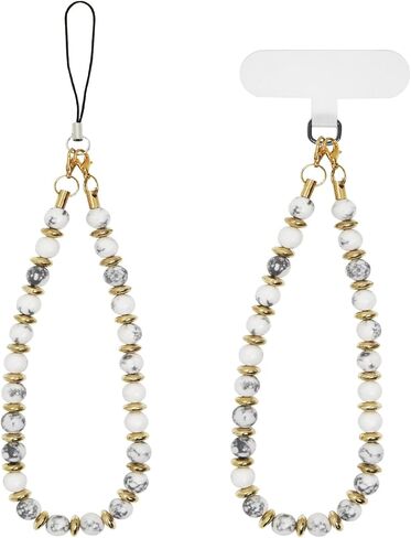 Phone Charm Lanyard, Detachable Marble Beaded Phone Wrist Strap with Tether Tab, Cell Phone Lanyard Chain Hands-Free Wristlet Bracelet Keychain Universal Strap for Phone AirPods Women Girls in Saudi Arabia