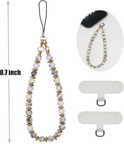 Phone Charm Lanyard, Detachable Marble Beaded Phone Wrist Strap with Tether Tab, Cell Phone Lanyard Chain Hands-Free Wristlet Bracelet Keychain Universal Strap for Phone AirPods Women Girls in Saudi Arabia