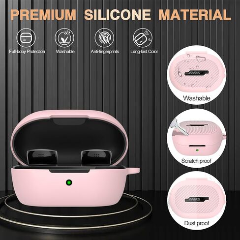 for Bose New QuietComfort Earbuds Case Cover, Soft Silicone Case for Bose New QuietComfort Earbuds 2024, Shockproof Protective Skin Cover with Cleaner Kit & Carabiner (Black) in Saudi Arabia