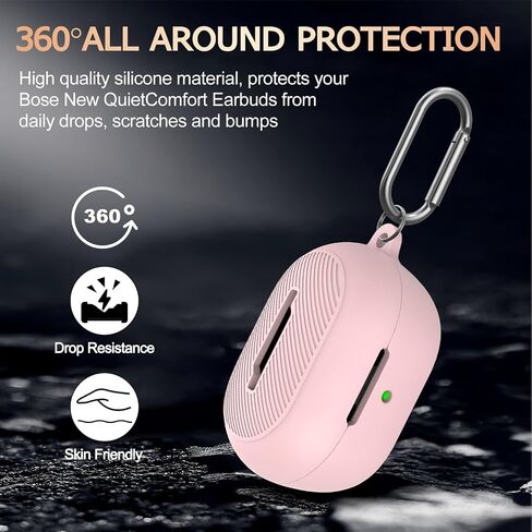 for Bose New QuietComfort Earbuds Case Cover, Soft Silicone Case for Bose New QuietComfort Earbuds 2024, Shockproof Protective Skin Cover with Cleaner Kit & Carabiner (Black) in Saudi Arabia