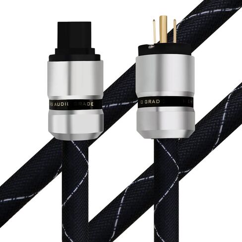 Monosaudio 12AWG Audiophile Power Cable Pure Copper Audio Power Cable 125V 15A HiFi Power Cord Gold Plated Plugs Braided Sleeves Power Line for Speaker,Sub,Turntable,Amp,DAC(1.5M/4.9Ft) in Saudi Arabia