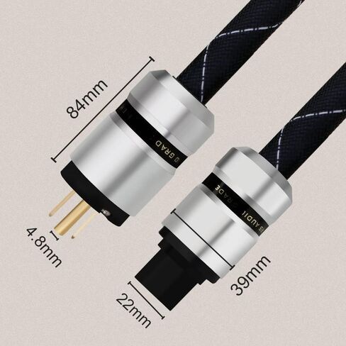 Monosaudio 12AWG Audiophile Power Cable Pure Copper Audio Power Cable 125V 15A HiFi Power Cord Gold Plated Plugs Braided Sleeves Power Line for Speaker,Sub,Turntable,Amp,DAC(1.5M/4.9Ft) in Saudi Arabia