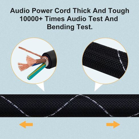 Monosaudio 12AWG Audiophile Power Cable Pure Copper Audio Power Cable 125V 15A HiFi Power Cord Gold Plated Plugs Braided Sleeves Power Line for Speaker,Sub,Turntable,Amp,DAC(1.5M/4.9Ft) in Saudi Arabia