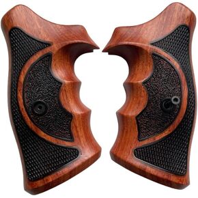 Handmade reproductive Padauk and Afzelia Wood Grips (Two Tone) Compatible with with Taurus Raging Bull/Raging Hunter 454 460 480 500 Large Frame Size, Checker&Rough Texture #Raging02