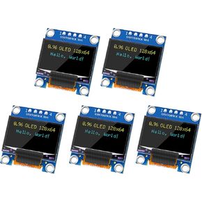 MakerFocus 5pcs 0.96 Inch OLED Display Module I2C IIC Communication SSD1315 Driver 128 x 64 Pixel Yellow Blue Two Color Display for Arduino UNO R3 STM32/2 Raspberry Pi (Soldered)