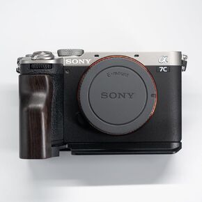 Camera Dedicated Grip · Retro Solid Wood L Shaped Handle for Sony A7C2 A7CR Alpha 7C2R 7C2 · Built-in Arca Quick Release Plate+1/4 in Threaded Hole+Hand Strap Hole (African Blackwood Black) in Kuwait