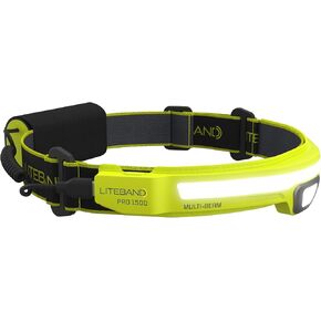 OPTIMAL VENTURES Liteband PRO1500 Multi-Beam Personal LED Headlamp, 1500 Lumens, 210° Wide-Beam Illumination Plus 150 ft Focused Beam, 6 Mode, 3400 mAh USB-C Rechargeable, Fits Hardhats, High Vis