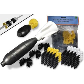 FSFF Stun Dart and Quivers .625 Bore Blowgun Big 103 Pack-50 Blunt Darts 50 Dart Cones 3 جعبة Whisper Stunner Dart fletched دقيقة عالية الوضوح مخاريط بيضاء وصفراء FSFF Stun Darts