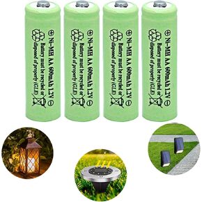 GEILIENERGY 12 Pack NiMH AA 600mAh 1.2V Solar Light AA Ni-mh Rechargeable Batteries for Solar Lights, Garden Lights, Remotes, Mice