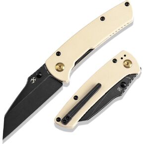 KANSEPT Main Street Camping Pocket Knives for Men 7.92in Folding Pocket Knives with 3.36in Stonewashed 154CM Material and Blue Micarta Handle for Outdoor, Tactical, Survival T1015E5