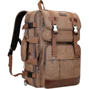 WITZMAN Canvas Travel Backpack for Men Large Laptop Backpack Fit 17 inch Carry-on Airline Approved Convertible Shoulder Rucksack(A6617-3 Black)