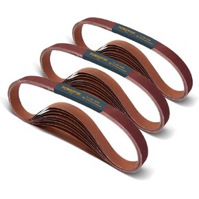 POWERTEC 1 x 30 Inch Sanding Belt, 4 Each of 60/80/120/180/240/400 Grits, 24PK, Aluminum Oxide Belt Sander Sanding Belt Assortment for WEN 6515T/ Bucktool Belt and Disc Sander, Woodworking (11127-2V)