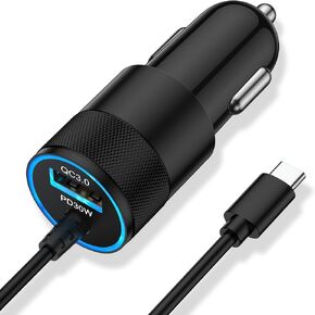 FiveBox 1Pack 48W USB C Fast Car Charger Adapter for Google Pixel 9, 9 Pro XL Fold, 8 7 6 Pro 5 4 3 2 XL 8a 7a 6a, iPhone 16 15 Pro Max Plus, Samsung S24 S23 S22 Ultra FE Plus 5G, Type C 3.1 Ft Cable