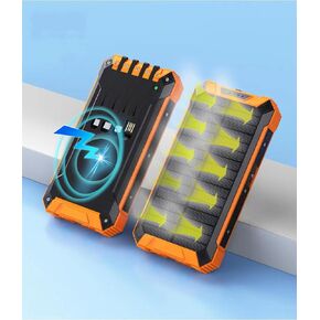 Solar Charger Solar Power Bank Portable External Battery Backup Fast Wireless Real Rated 10000 mAh 4 USB Built-in Cables LED Flashlights and Carabiner for iPhone Android (Green/Black)