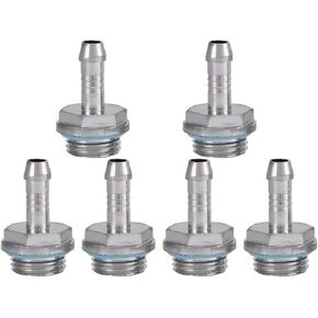 G1/4 Barb Fitting Adapter, Hose Barb to Pipe Fittings Connect for Computer Water Cooling System, 6 PCS(7.2mm)