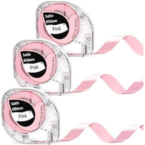P12 Label Maker Tape, Satin Ribbon Label Tapes Compatible with DYMO Letratag Refills 100H LT-100T Plus LT110T QX50,XR, XM Replacemant for Zodzi & Phomemo P12, P12-Pro Label Maker,12mm x 2m, 3 Packs
