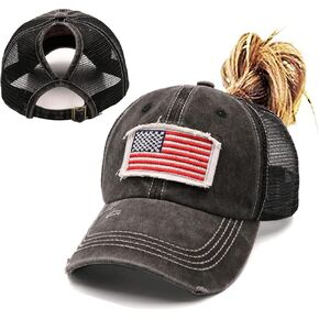 ProMindFun Womens Pony Hat High Ponytail Baseball Cap Girls Messy Bun Caps Camouflage Trucker Bad Hair Day Adjustable Dad Hat