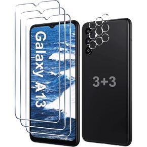 [3+3 Pack] Galaxy A13 Screen Protector with Camera Lens Protector, HD Tempered Glass Film, 9H Hardness, Anti Scratch, Easy Installation, Bubble Free, Screen Protector for Samsung Galaxy A13 4G/5G