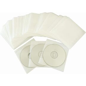 100 Pack Premium CD DVD Sleeves,Thick Non-Woven Material Double-Sided Refill Plastic Sleeve for CD and DVD Storage Binders Disc Case (Yellow)