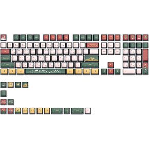 MOLGRIA PBT Pudding Christmas Keycaps 129 Set, Custom ASA Profile 4-Side Dark Transparent Key Caps for 60/75/98 Percent Cherry MX Switch RGB Backlit Mechanical Gaming Keyboard ANSI Layout(Black)