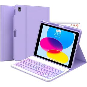 Keyboard Case for iPad 9th/8th/7th Generation 10.2-inch,iPad Air 3 Case with Keyboard/Pro 10.5-inch, 7 Color Backlit Removable BT Wireless Keyboard-Pencil Holder-Tablet Keybaord Case(Sky Blue)
