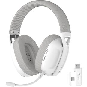 ATTACK SHARK L80 Wireless Gaming Headset, 2.4Ghz USB Gaming Headphones with Bluetooth 5.2, 50H Battery, Noise Canceling Mic, 3.5mm Wired, Wireless Headset for PC Nintendo Switch PS5 PS4 Mac（White