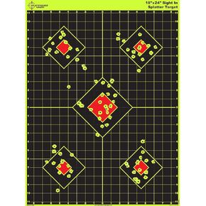 Splatterburst Targets - 18 x 24 inch - Sight in Splatter Target - Easily See Your Shots Burst Bright Fluorescent Yellow Upon Impact - Made in USA