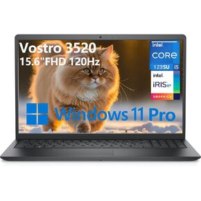 Dell Vostro 3520 3000 15 15.6" FHD 120Hz Business Laptop Computer, 12th Gen Intel 10-Core i5-1235U (Beat i7-1195G7), 16GB DDR4 RAM, 256GB PCIe SSD, 802.11ac WiFi, Bluetooth, Black, Windows 11 Pro
