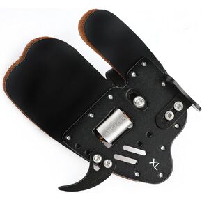 Wolfman Archery Finger Tab Genuine Leather with Aluminum Plate Adjustable Finger Guard Protective Gear for Recurve Bow Hunting Shooting Practice