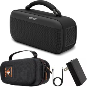 Bose SoundLink Max Portable Speaker, Large Waterproof Bluetooth Speaker, Up to 20 Hours of Battery Life, USB-C, Built-in 3.5mm AUX Input, + Hard Shell Travel Case + USB Plug + AUX Cable (Black)