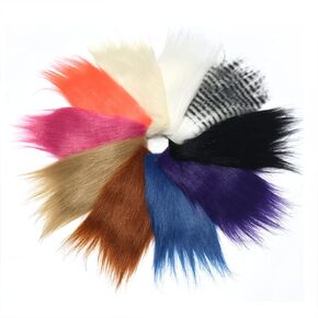 Furryvalley Fly Tying Faux Craft Fur Large Northern Bucktail Mix Color Long Hair Fiber Fluffy Synthetic Materials for Fishing Lure Handwork Gnome Beard