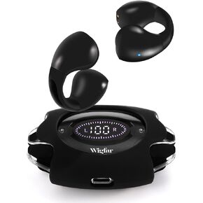 Open Ear Headphones True Wireless Bluetooth Headphones, Ear Clip Earbuds, Sweat Resistant, Fast Charging, 24HRS Playtime, Open Ear Earbuds for Workout, Driving, Meeting