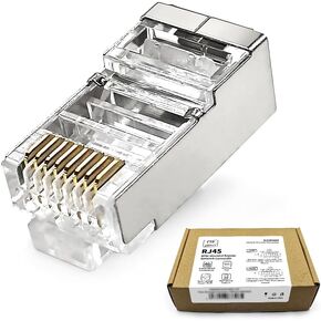 100 حزمة من موصلات Cat 6 RJ45 المحمية قابس شبكة تجعيد معياري عادي لكابل إيثرنت صلب أو مجدول 23AWG Cat6، Cat5، Cat5e SFTP وFTP in Kuwait