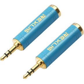 REXUS 2 PCS 6.35mm Jack Female to 3.5mm Male Audio Cable Stereo Headphone Microphone 1/4 inch to 1/8 inch Adapter for Smartphone,PC,Laptop (635F235M-BGx2)