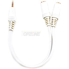Topzone 4 inch 2.5mm Stereo "Y" Cable: 2.5mm Stereo Plug to two 2.5mm Jacks