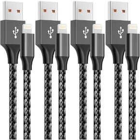 iPhone Charger 4 Pack 6 ft MFi Certified Lightning Cable Nylon Braided Cable iPhone Charger Fast Charging Cord Compatible with iPhone 14 13 12 11 Pro Max XR XS X 8 7 6 Plus and More 123