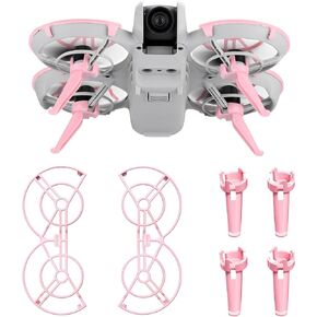 Propeller Guard+ Landing Gear Extensions for DJI Neo Fly More Combo,Drone Protective Set Light Weight Props Guard Bumper Height Extended Leg for DJI Neo Accessories(Pink）