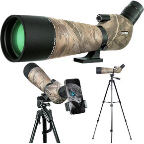 25-75x80 Spotting Scope with Upgraded Tripod Carrying Bag and Phone Adapter Spotter Scope for Target Shooting for Bird Watching Wildlife Viewing Camouflage