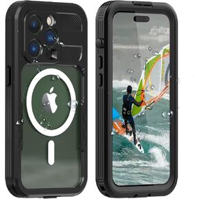 Underwater Snorkeling Diving Phone Case for iPhone 16/15/14/13/12/11Pro Max/XR/XS/X Samsung Galaxy S24/S23/S22/S21, Professional Scuba Dive Waterproof Case Underwater Photo & Video Housing (Teal-Blue)